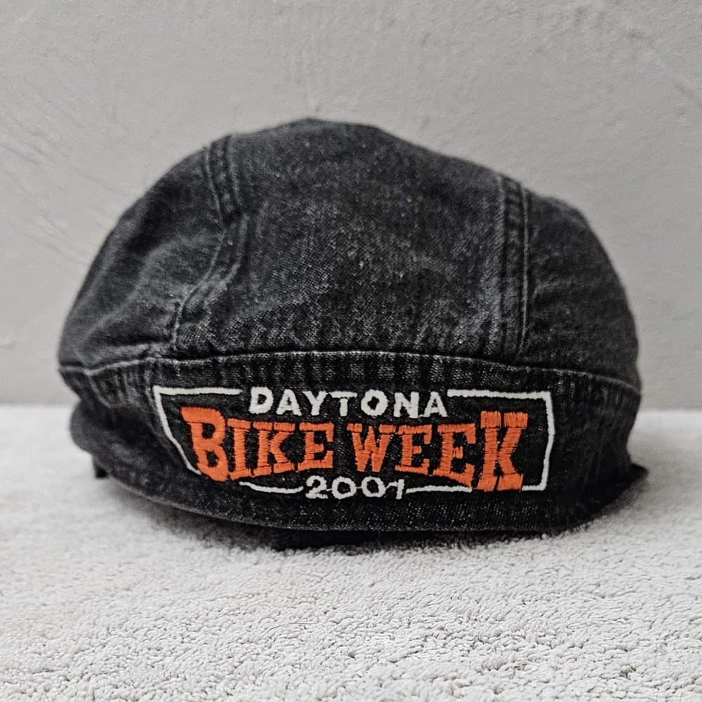 Vintage 2001 Daytona Bike Week Beanie Skull‎ Cap Hat Biker One Size Tie Back